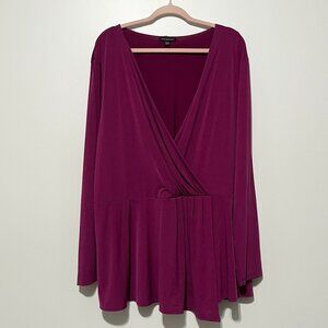 Lane Bryant Womens Liquid Knit Wrap Top Sz 26/28 Purple Jewel Tone Mature Dressy